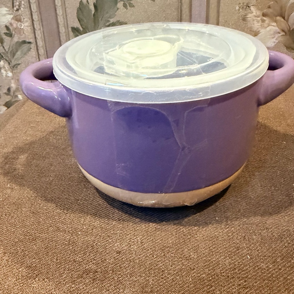 Purple Ceramic Soup Dish with Lid